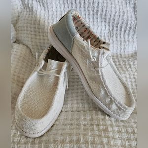 Women's Hey Dude Wally White Boho Crochet Slip On Shoes